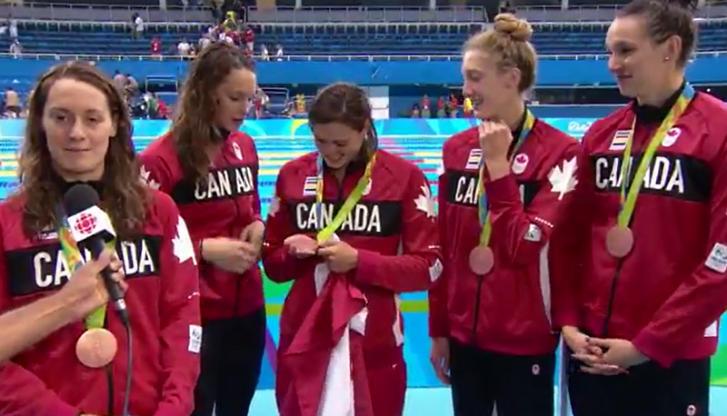 canadian olympic swimming relay team williams penny medal